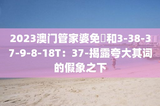 2023澳门管家婆免費和3-38-37-9-8-18T：37-揭露夸大其词的假象之下