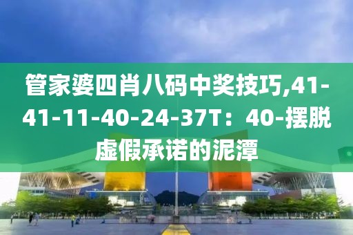 管家婆四肖八码中奖技巧,41-41-11-40-24-37T：40-摆脱虚假承诺的泥潭
