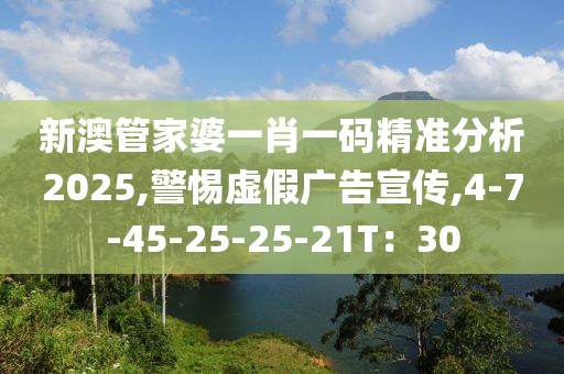 新澳管家婆一肖一码精准分析2025,警惕虚假广告宣传,4-7-45-25-25-21T：30